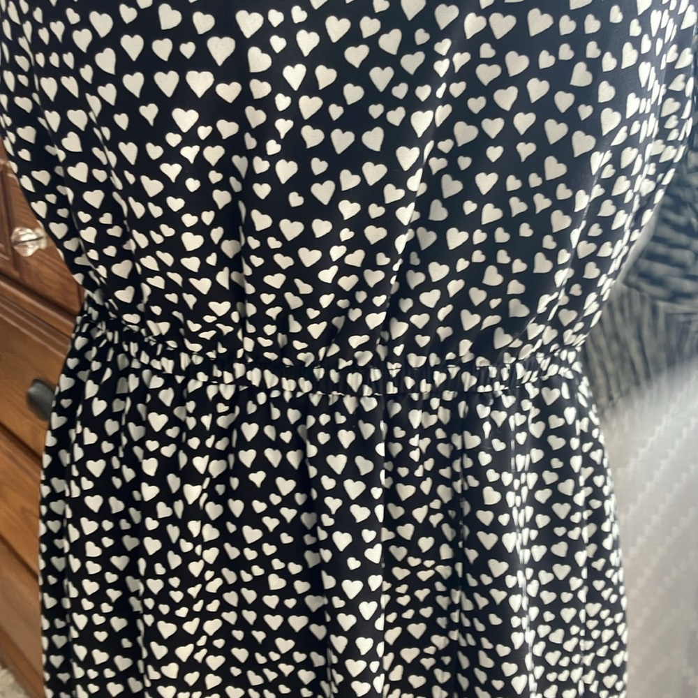 J Crew heart print elastic waist cute long sleeve dress work school EUC 2 love - Picture 3 of 13